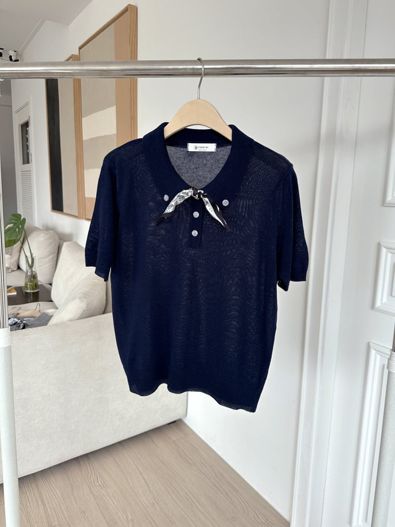 There By - Korean Women Fashion - #womensfashion - Scarf Short-Sleeve Knit - 12