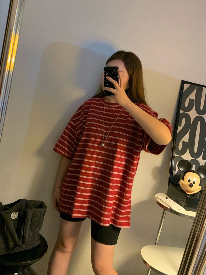 Toll - Korean Women Fashion - #momslook - Double Stripe Tee - 2