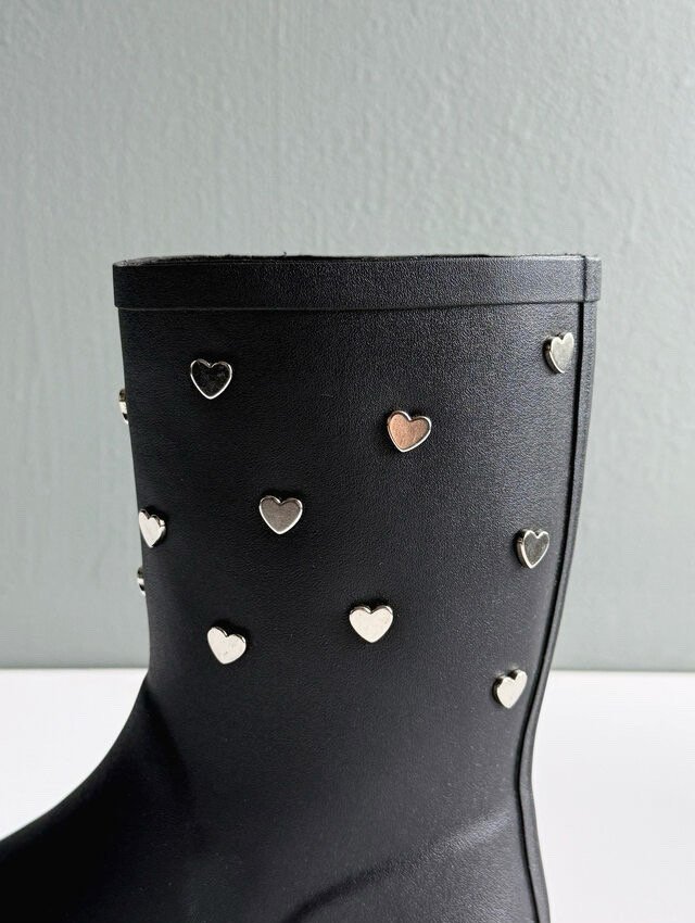 Toll - Korean Women Fashion - #momslook - Heart Stud Rain Boots - 3