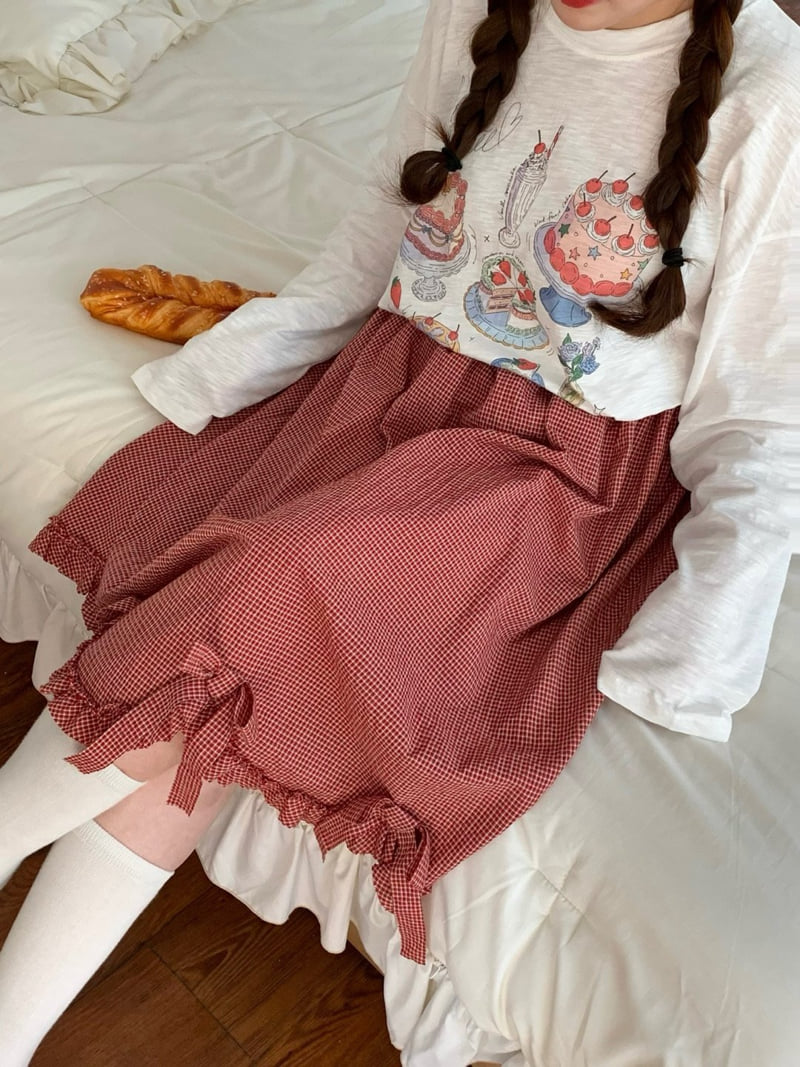 Toll - Korean Women Fashion - #momslook - Cherry Skirt - 4
