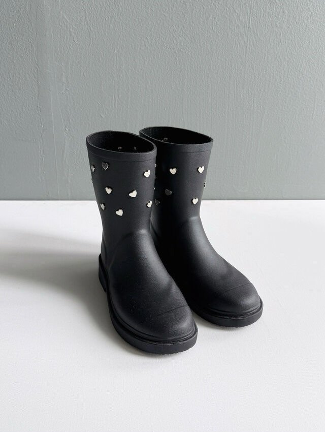 Toll - Korean Women Fashion - #womensfashion - Heart Stud Rain Boots
