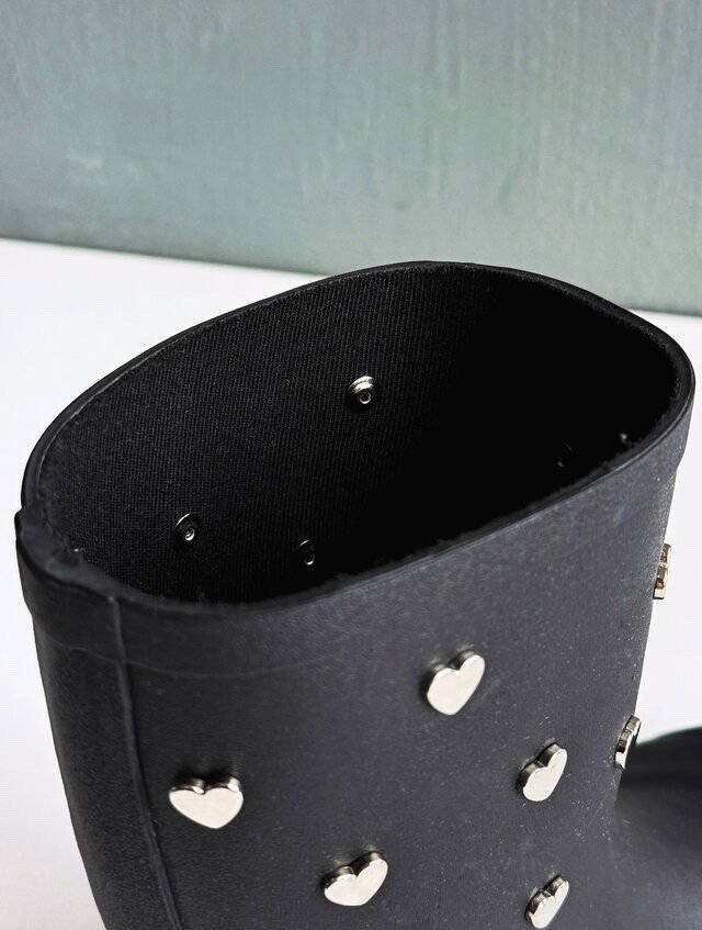 Toll - Korean Women Fashion - #womensfashion - Heart Stud Rain Boots - 5