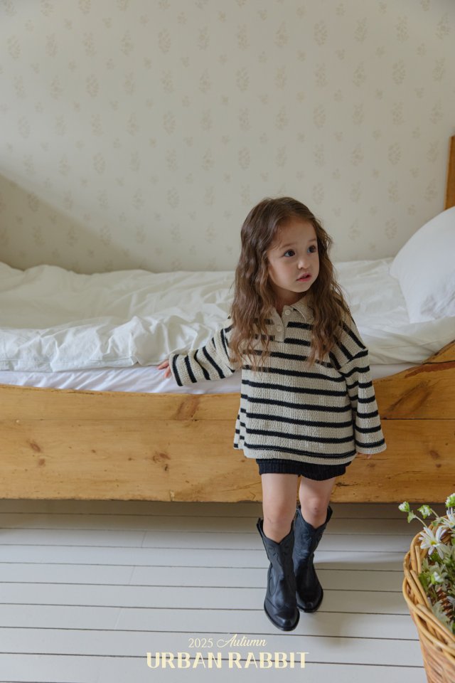 Urban Rabbit - Korean Children Fashion - #magicofchildhood - Stripe Knit Collar Tee - 3