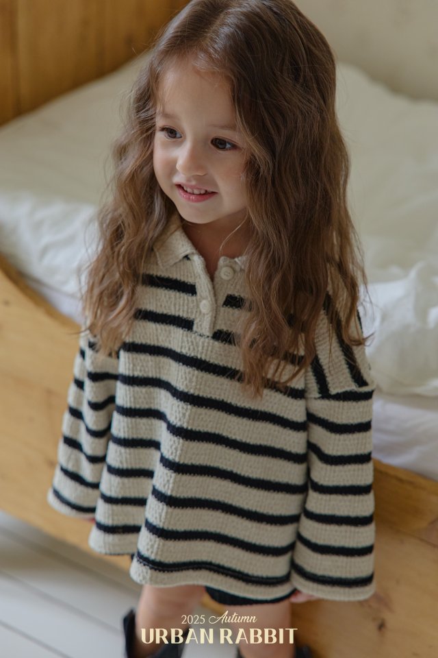 Urban Rabbit - Korean Children Fashion - #prettylittlegirls - Stripe Knit Collar Tee - 5