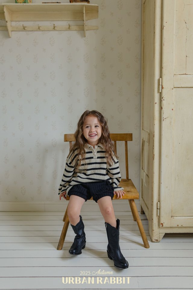 Urban Rabbit - Korean Children Fashion - #toddlerclothing - Stripe Knit Collar Tee - 7