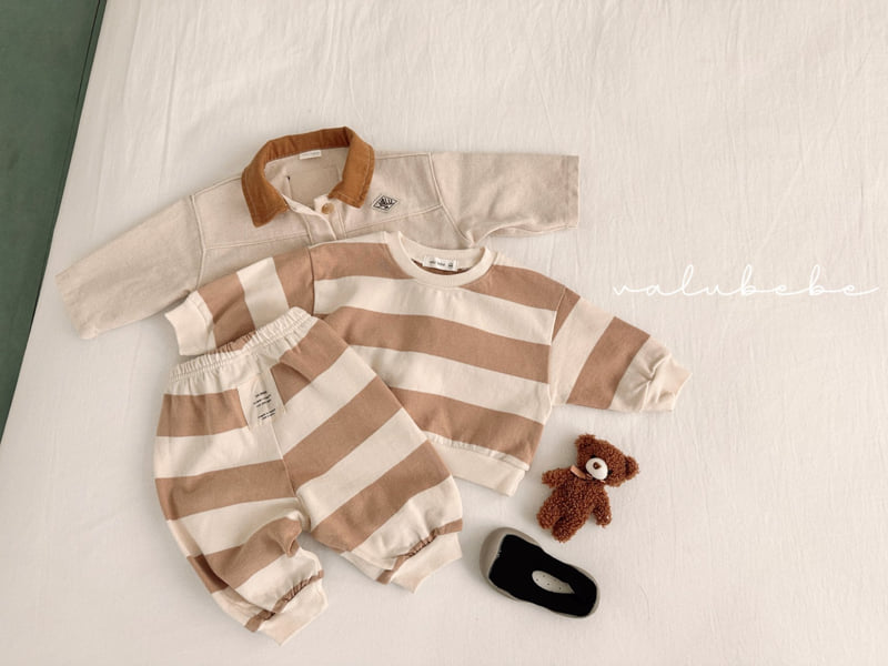 Valu Bebe - Korean Baby Fashion - #babygirlfashion - Milk Stripe Sweatshirt (Bebe) - 2