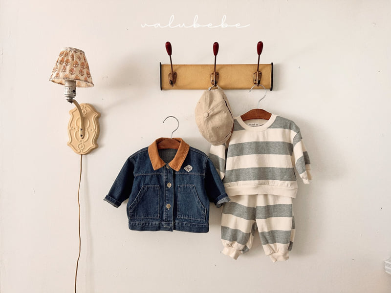 Valu Bebe - Korean Baby Fashion - #babylifestyle - Milk Stripe Sweatshirt (Bebe) - 3