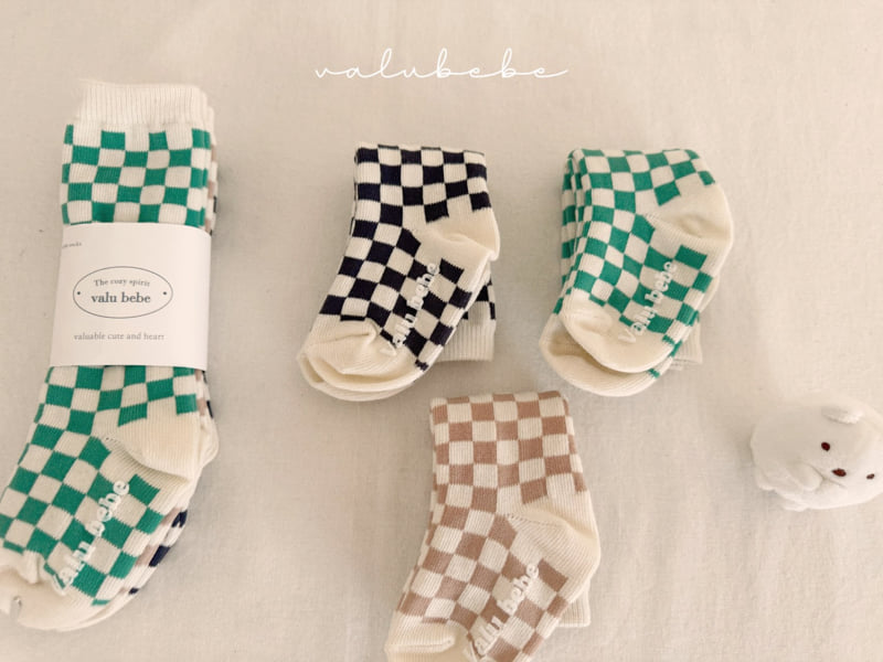Valu Bebe - Korean Baby Fashion - #babyoutfit - Check Board Socks (Bebe) - 7