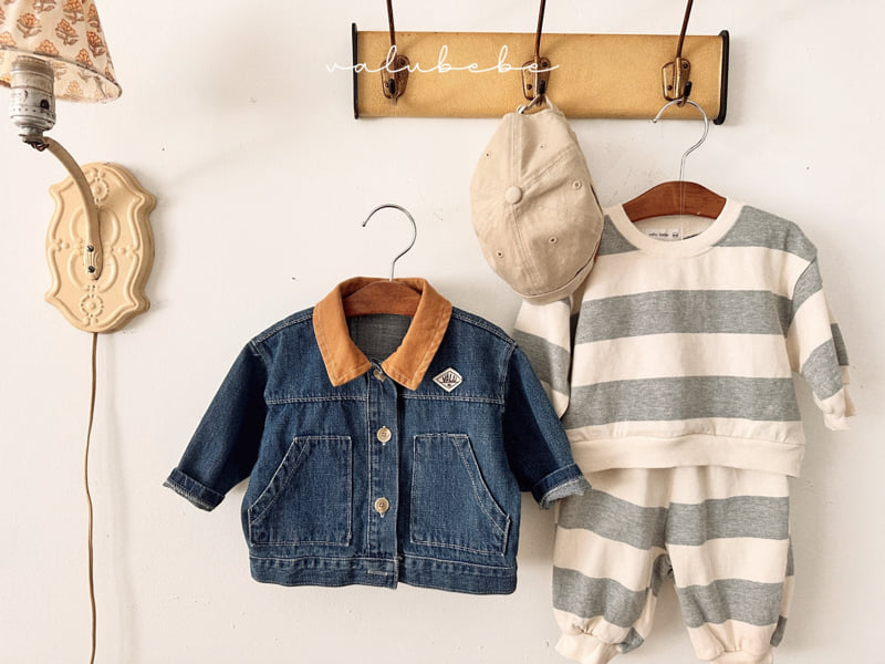 Valu Bebe - Korean Baby Fashion - #babyoutfit - Milk Stripe Sweatshirt (Bebe) - 6