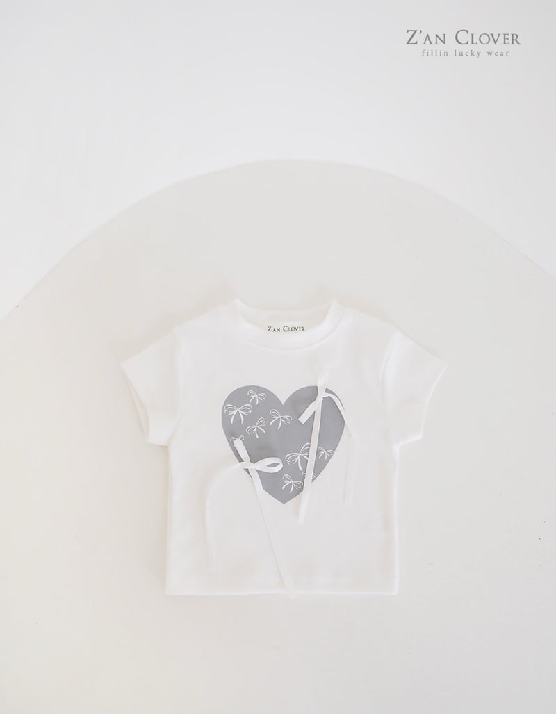 Zan Clover - Korean Children Fashion - #Kfashion4kids - Heart Ribbon Tee - 5