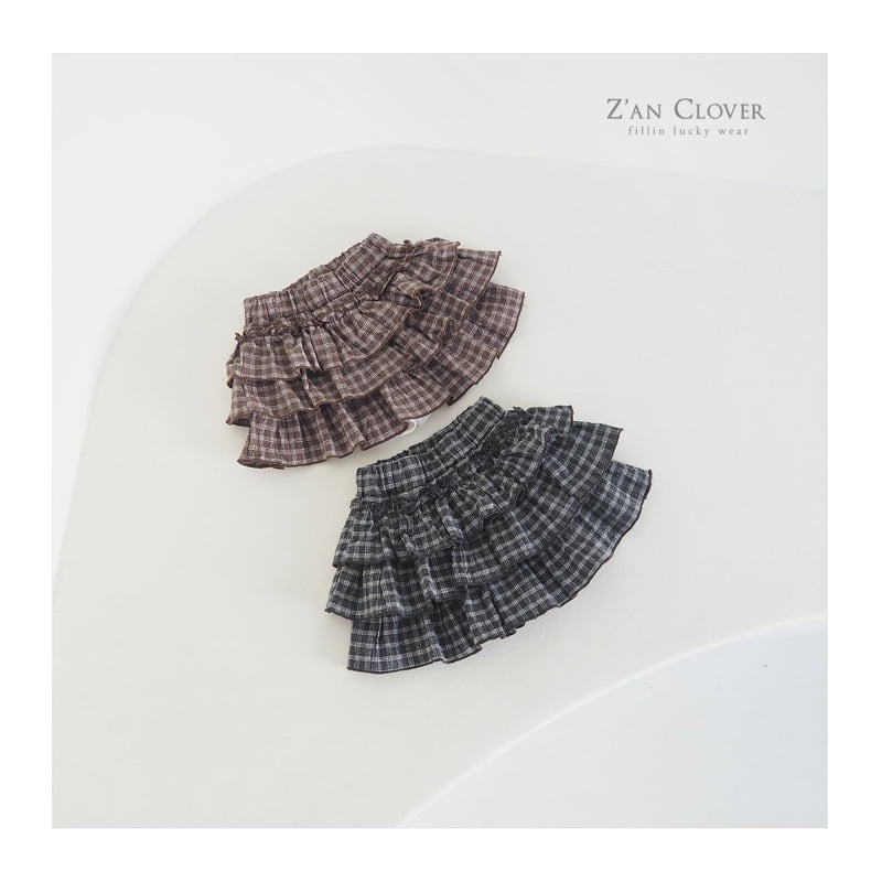 Zan Clover - Korean Children Fashion - #childrensboutique - Cream Check Layered Skirt