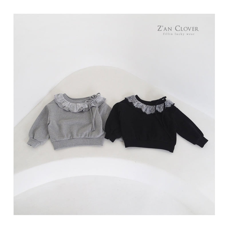 Zan Clover - Korean Children Fashion - #designkidswear - Lace Off Sweatshirt