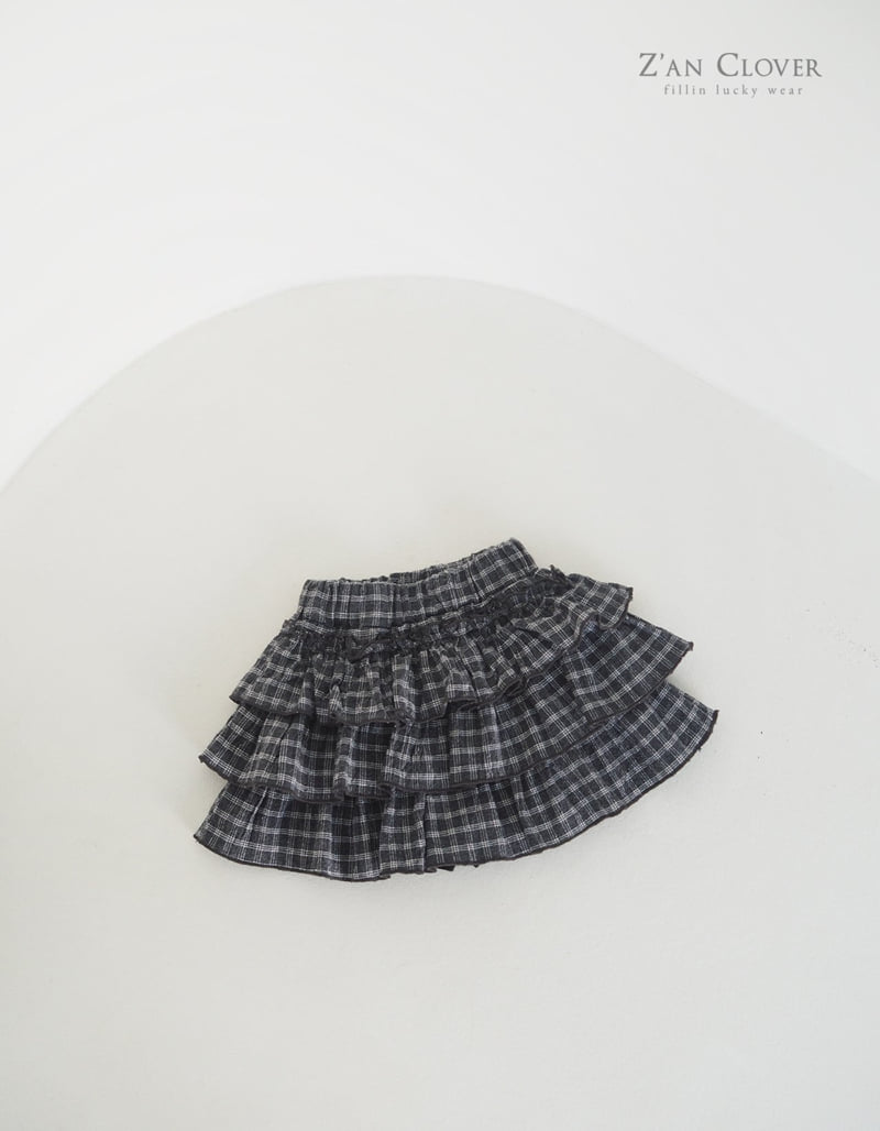 Zan Clover - Korean Children Fashion - #kidsshorts - Cream Check Layered Skirt - 5