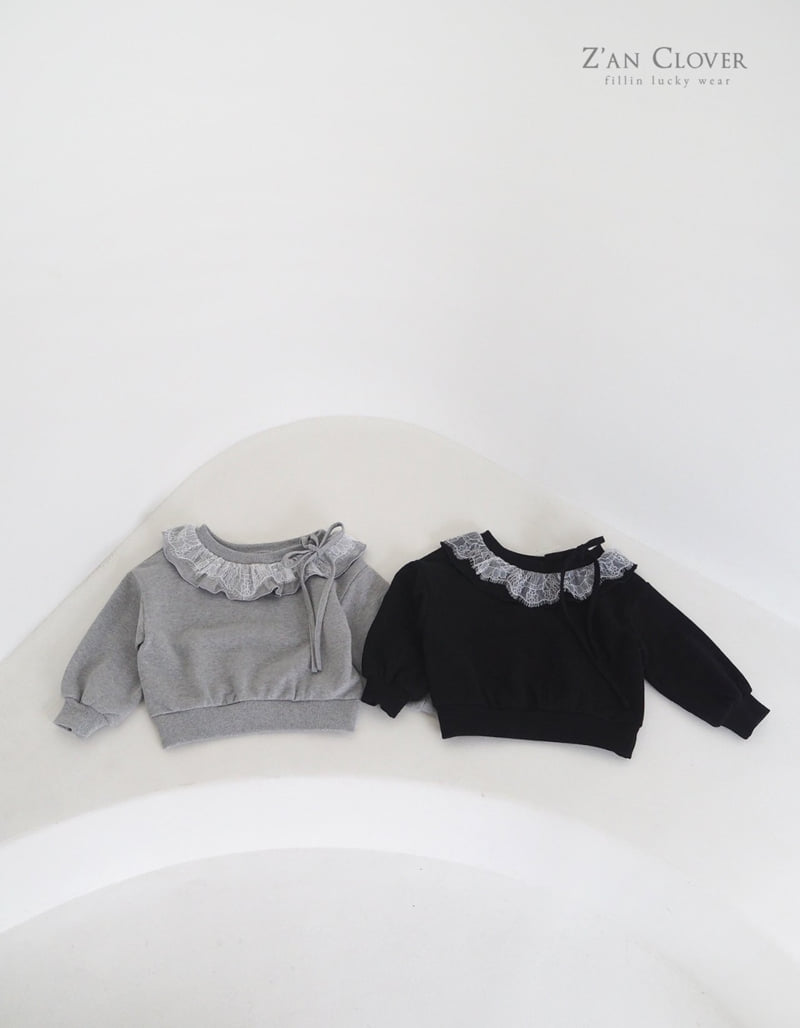 Zan Clover - Korean Children Fashion - #fashionkids - Lace Off Sweatshirt - 4