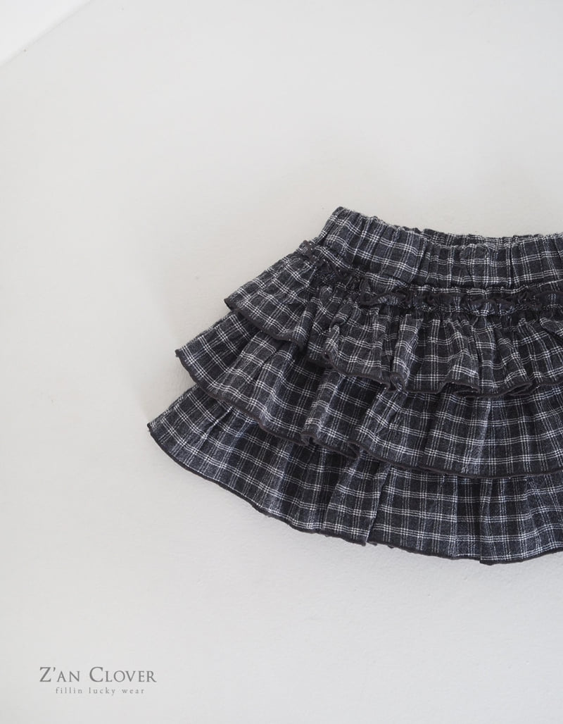 Zan Clover - Korean Children Fashion - #kidsstore - Cream Check Layered Skirt - 6