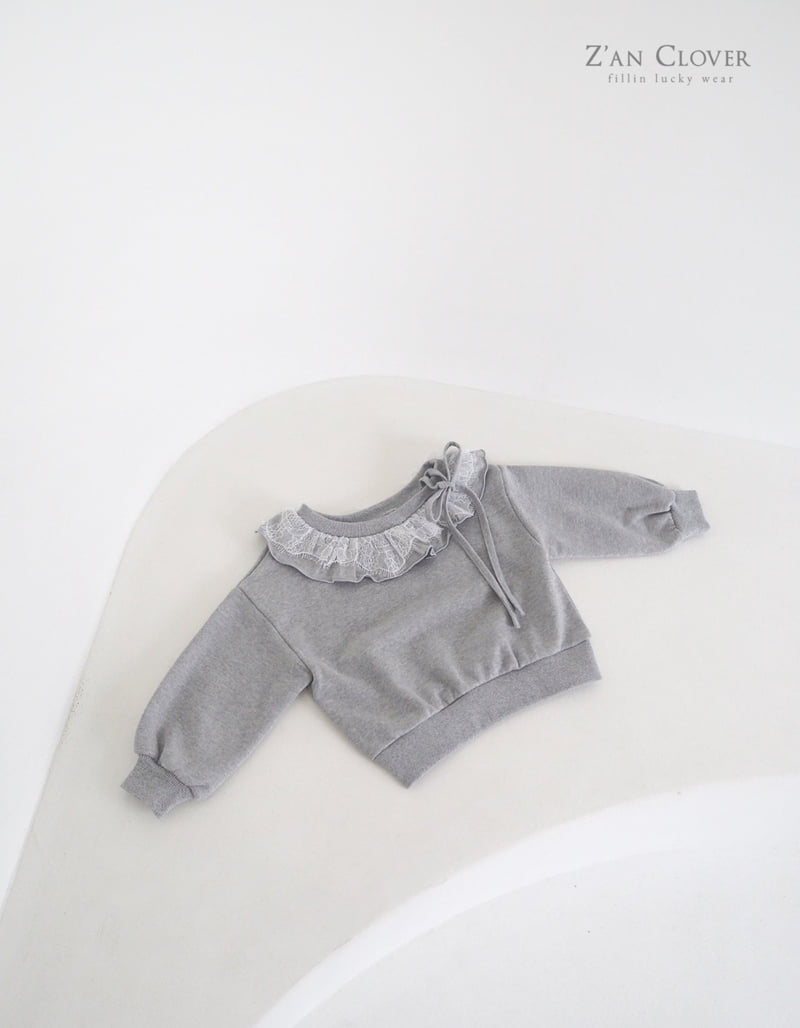 Zan Clover - Korean Children Fashion - #kidsstore - Lace Off Sweatshirt - 5