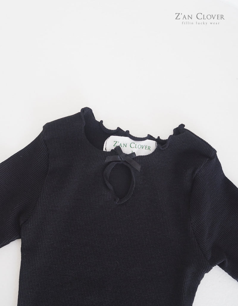 Zan Clover - Korean Children Fashion - #kidsstore - Ribbed Keyhole Tee - 12