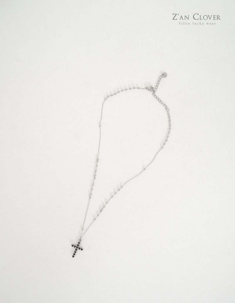 Zan Clover - Korean Children Fashion - #kidsshorts - Blackout Cross Necklace - 4