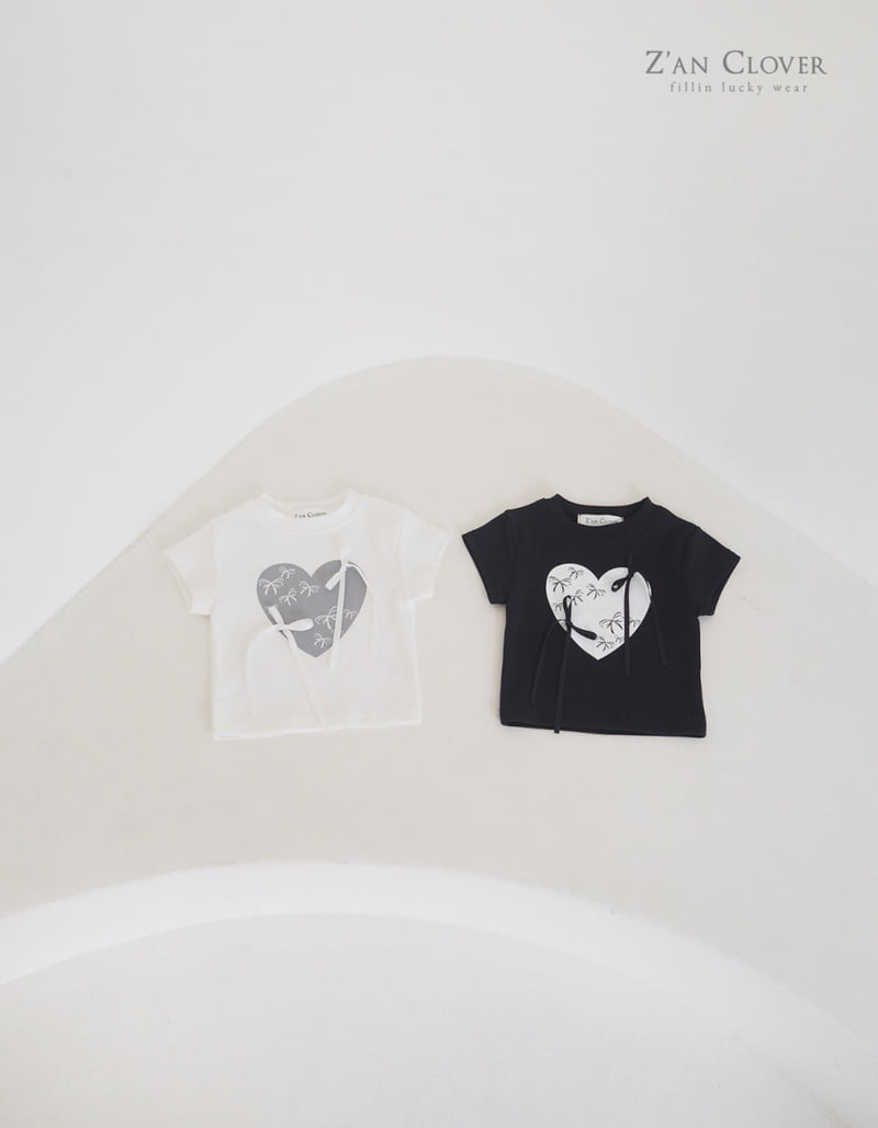 Zan Clover - Korean Children Fashion - #kidsstore - Heart Ribbon Tee - 4