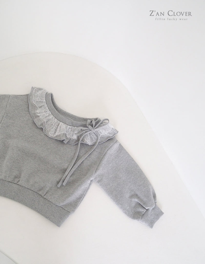 Zan Clover - Korean Children Fashion - #kidzfashiontrend - Lace Off Sweatshirt - 6