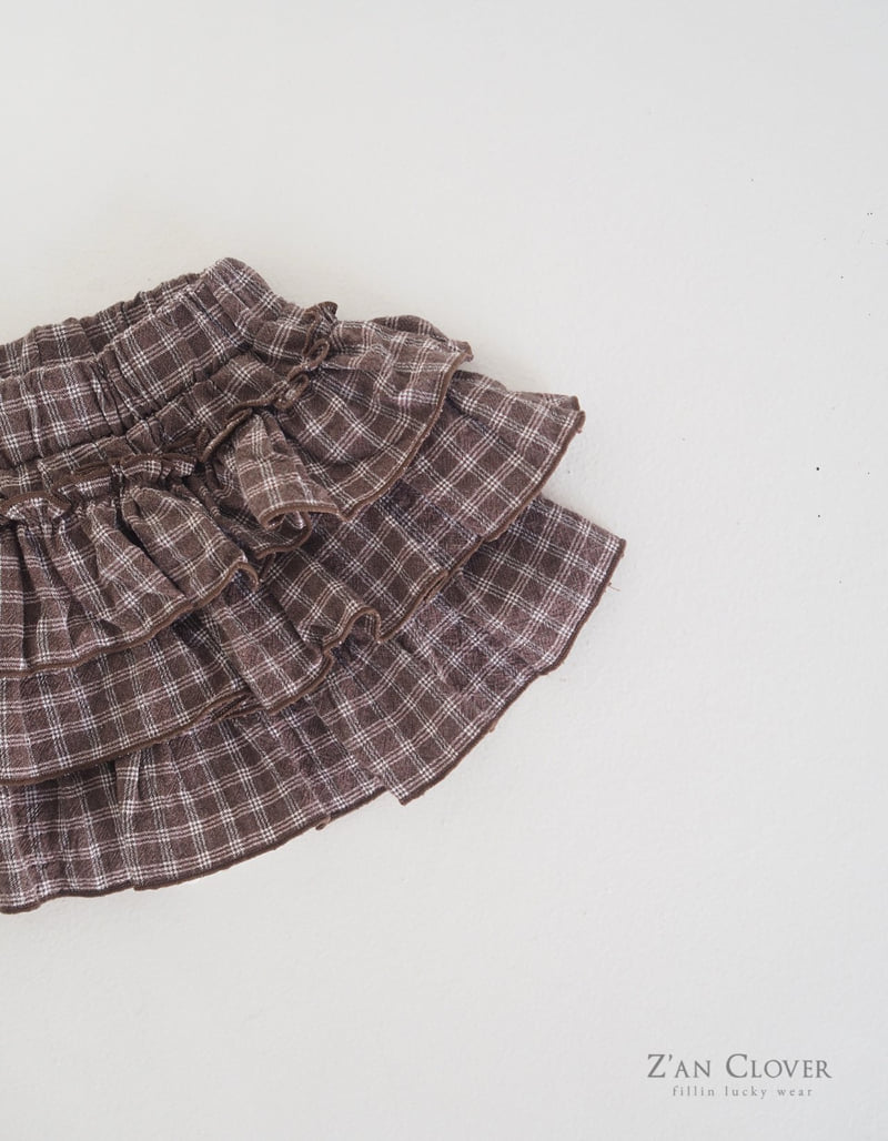 Zan Clover - Korean Children Fashion - #littlefashionista - Cream Check Layered Skirt - 9