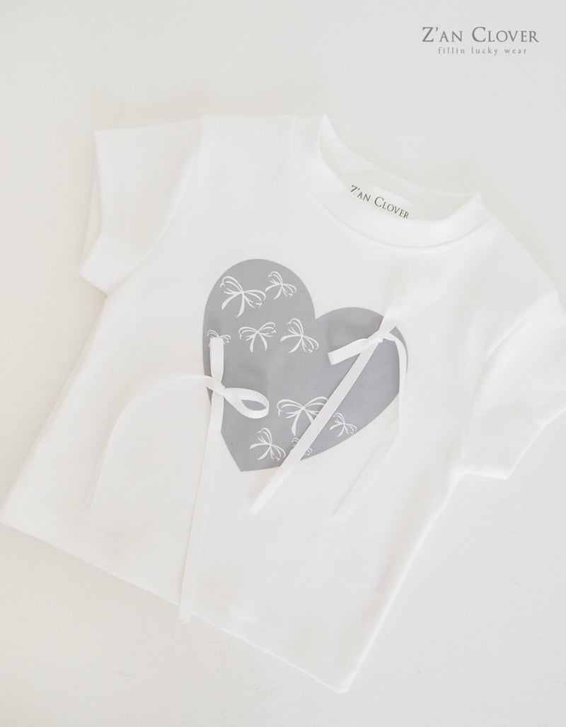 Zan Clover - Korean Children Fashion - #littlefashionista - Heart Ribbon Tee - 6