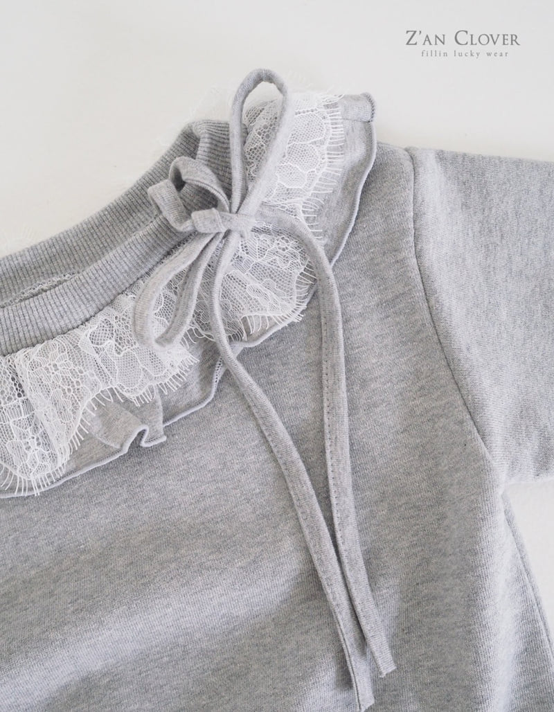 Zan Clover - Korean Children Fashion - #littlefashionista - Lace Off Sweatshirt - 8