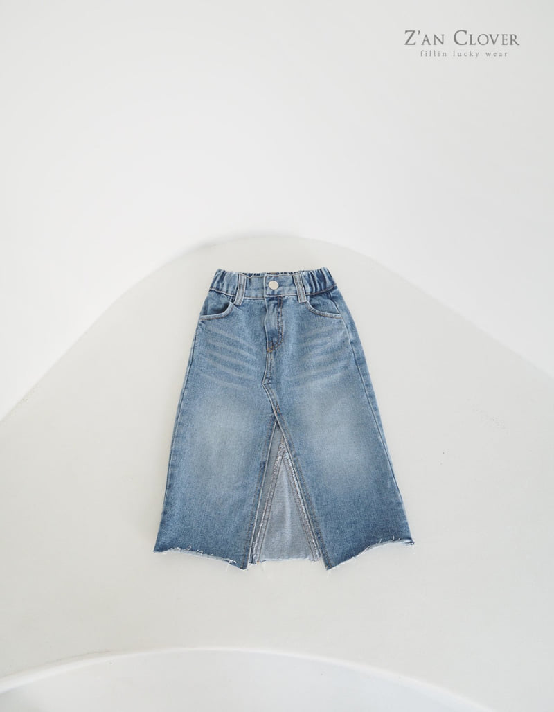 Zan Clover - Korean Children Fashion - #littlefashionista - Denim Long Skirt - 4