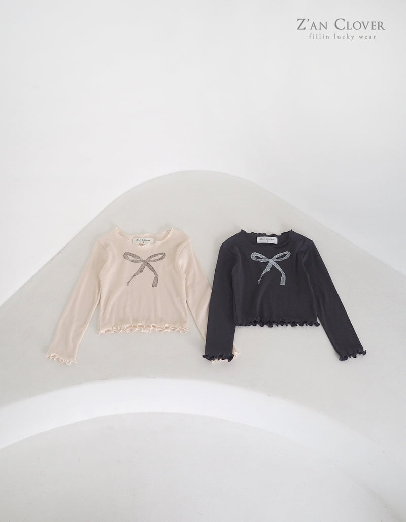 Zan Clover - Korean Children Fashion - #prettylittlegirls - Sketch Ribbon Tee - 4