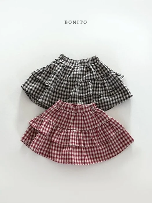 Check Tiered Skirt