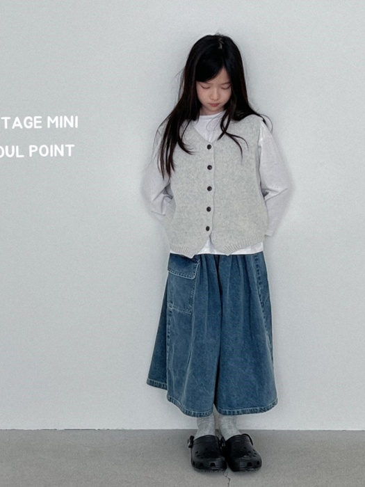 Pocket Denim Skirt Pants