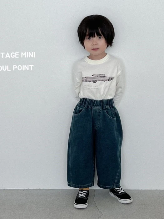 Back Pocket Center Denim Pants