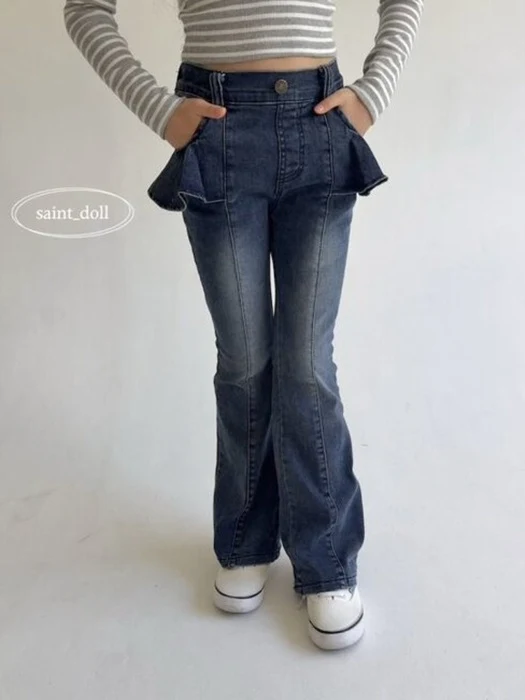 Ruffle Denim Bootcut Pants Ruffle Denim Bootcut Pants