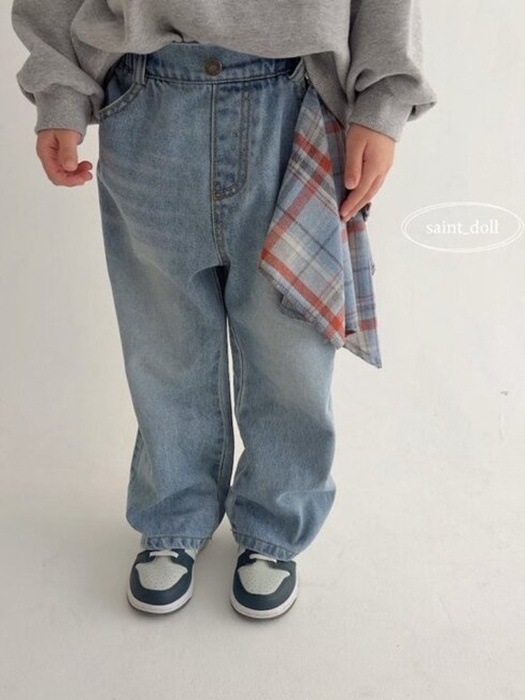 Check Zipper Denim Pants Check Zipper Denim Pants