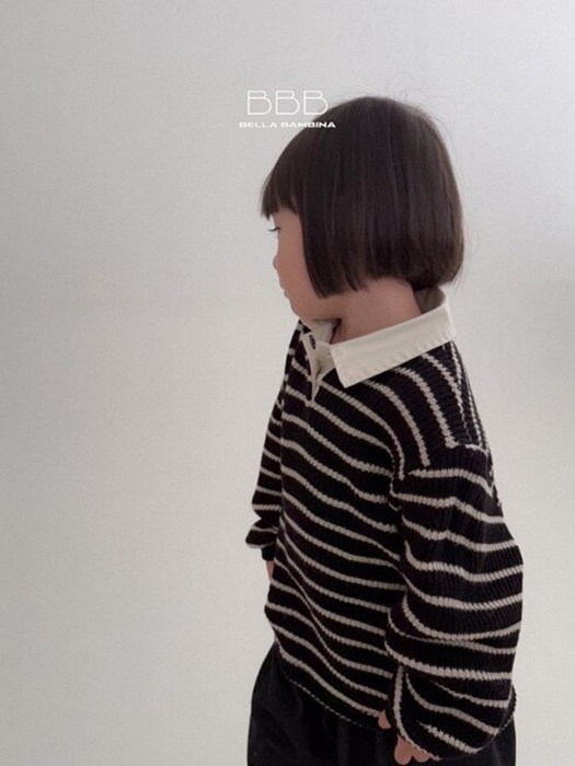 Bebe Stripe Knit Collar Tee