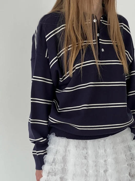 From Stripe Collar Knit Top