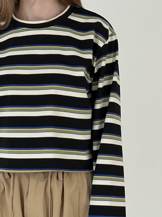 Multi Stripe Crop Tee