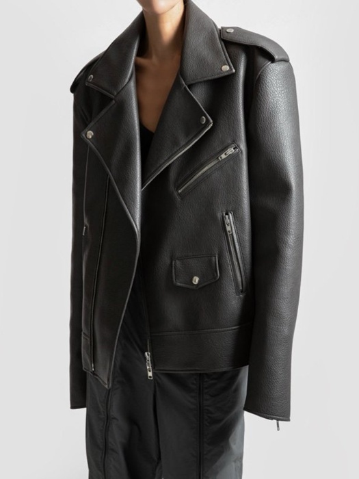 Oversized Chunky Zipped Vegan Biker Jacket Oversized Chunky Zipped Vegan Biker Jacket
