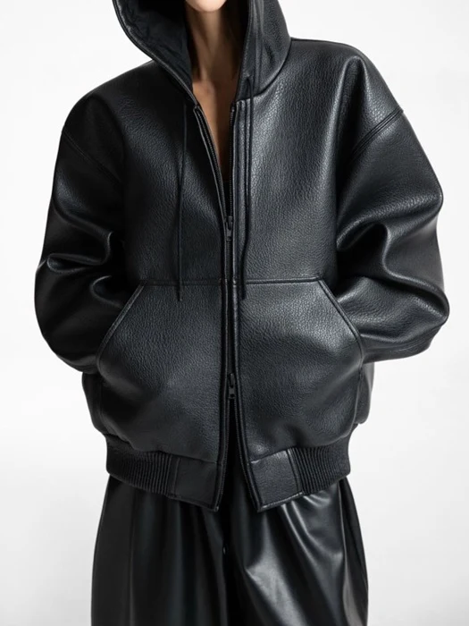 Oversized Vegan Hood Zip-up Jacket Oversized Vegan Hood Zip-up Jacket