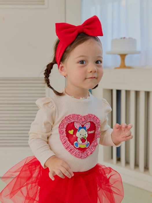 Bebe Heart Rib Puff Tee Bebe Heart Rib Puff Tee