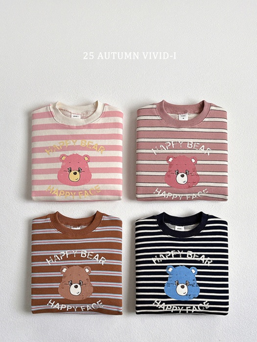 Happy Bear Stripe Sweatshirt