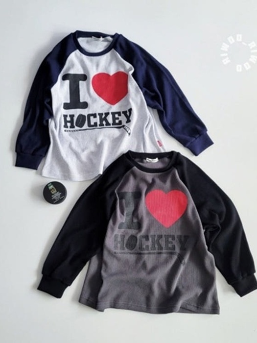 I Love Hockey Waffle Raglan Tee (Adult)