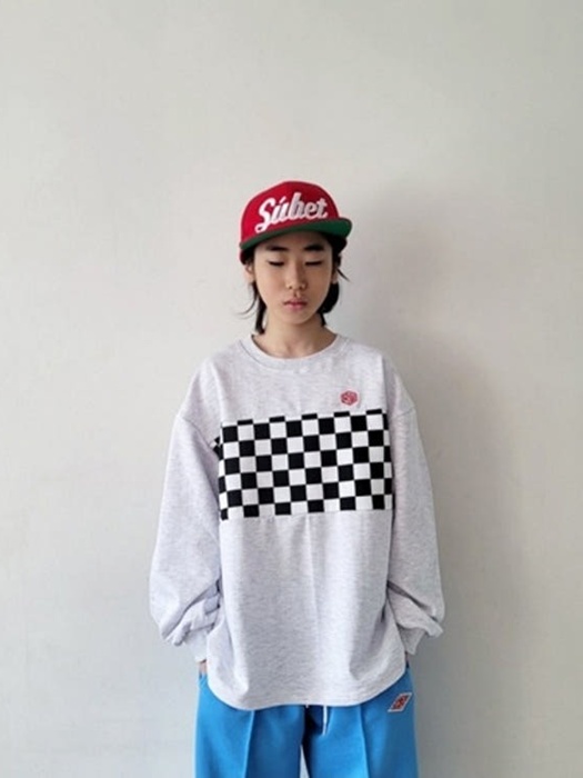 Check Color Ribbed Tee
