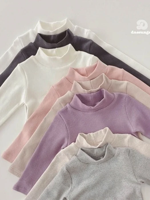 Peach Plain Turtleneck Tee