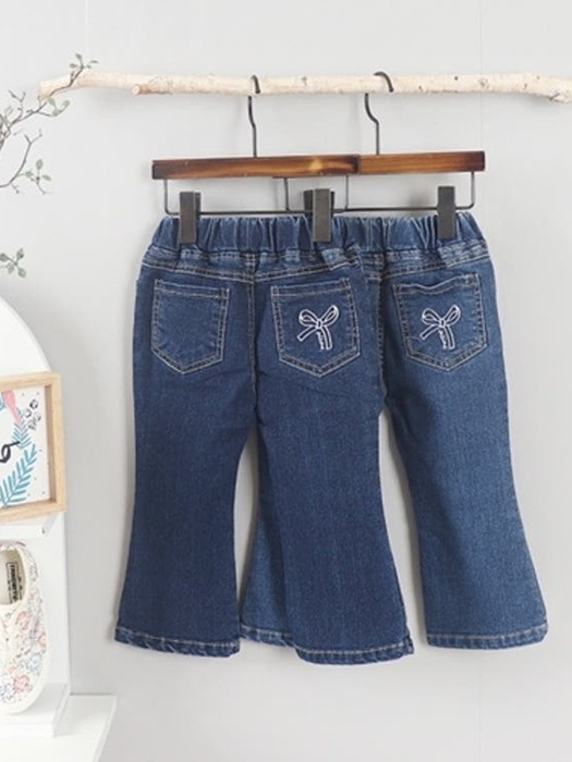 Denim Ribbon Embroidery Bootcut Pants Denim Ribbon Embroidery Bootcut Pants