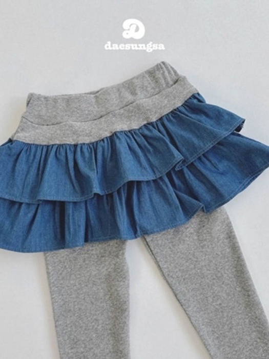 Denim Tiered Skirt Leggings Denim Tiered Skirt Leggings