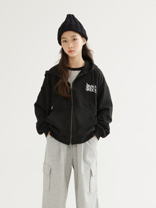 Embroidered Hooded Zip-Up Embroidered Hooded Zip-Up