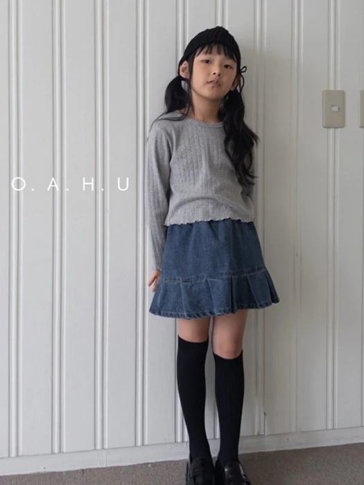 Pleated Denim Skirt
