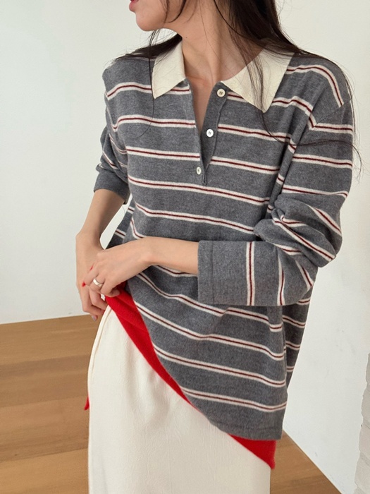 Royal Collar Stripe Knit Top Royal Collar Stripe Knit Top