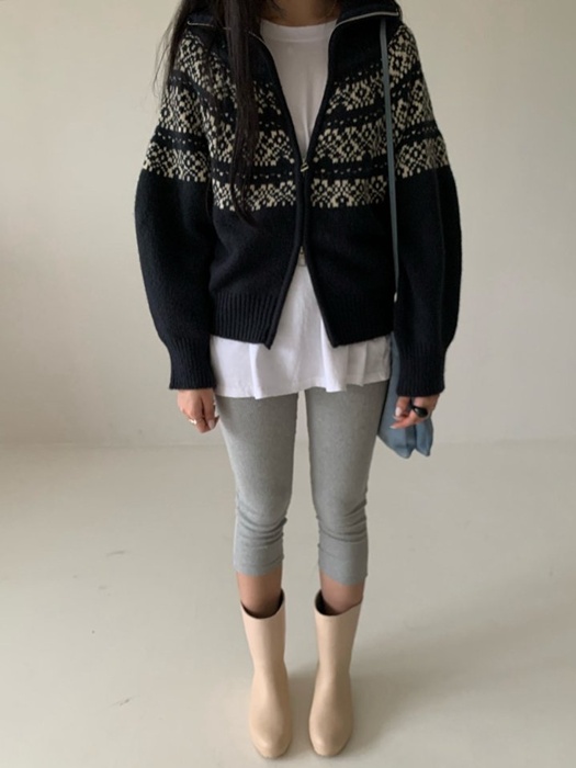 Snow Flower Zip-up Knit Cardigan Snow Flower Zip-up Knit Cardigan